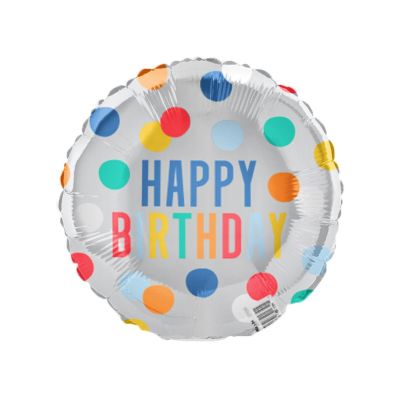 Unique Microfoil 23cm (9") Happy Birthday Dots - Air Fill (Unpackaged)
