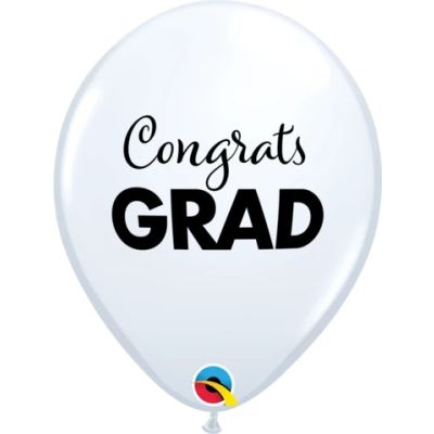 Qualatex Printed Latex 25/28cm (11") Simply Congrats Grad - White 