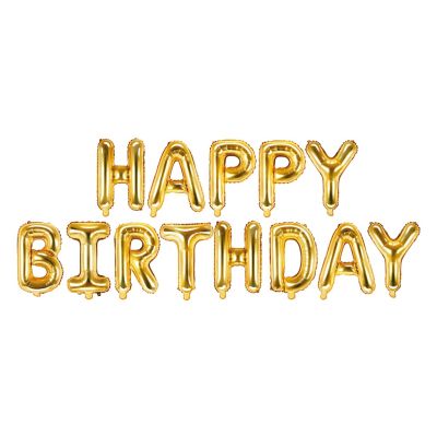 Party Deco Foil Script Happy Birthday Gold 340cm x 35cm