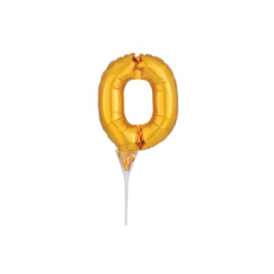 Anagram Micro-Foil 15cm (6") Cake Pick Gold Number 0 