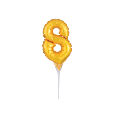 Anagram Micro-Foil 15cm (6") Cake Pick Gold Number 8 