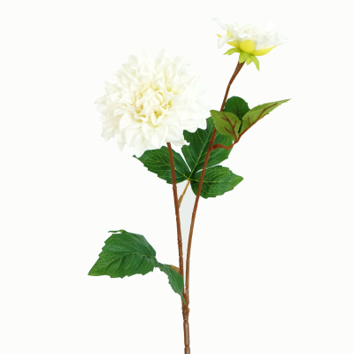 Dahlia 2 Flower Stem (Natural White) Natural Touch 62cm