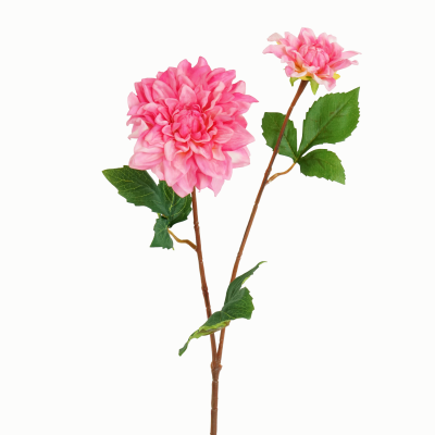 Dahlia 2 Flower Stem (Pink) Natural Touch 62cm