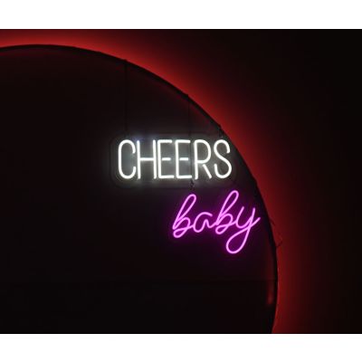 LED Sign Baby (40cm x 29cm) Rose Pink 