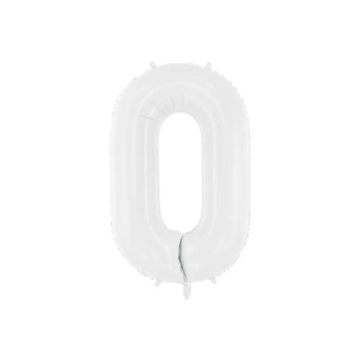 Party Deco Foil 86cm (34") Matte White Number 0