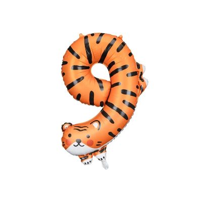 Party Deco Foil Shape Number 9 Tiger 64cm x 87cm