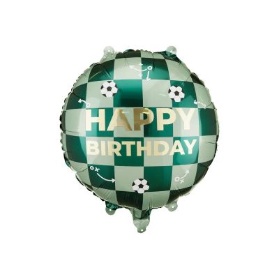 Party Deco Foil Round 45cm (18") Happy Birthday w/ Soccer Balls