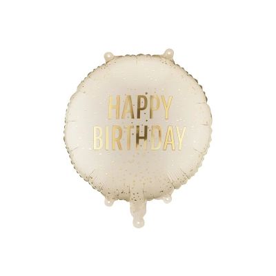Party Deco Foil 35cm (14") Happy Birthday Cream