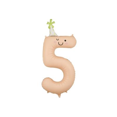 Party Deco Foil 86cm (34") Matte Peach Party Hat Number 5