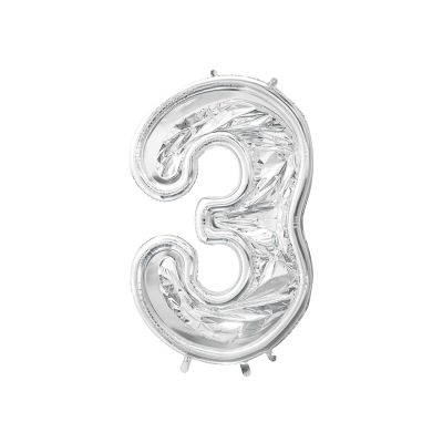 Party Deco Giant Foil Balloon Mosaic Frame 135cm (53") Silver Number 3