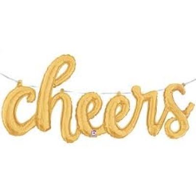 Betallic Foil Script 120cm (47") Gold Cheers 