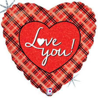Betallic Holographic Foil 45cm (18") Love You Plaid 