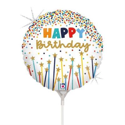 Betallic Holographic Microfoil 22cm (9") Birthday Star Candles - Air fill (unpackaged)