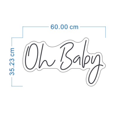 LED Sign Oh Baby (60cm x 35cm) Warm White