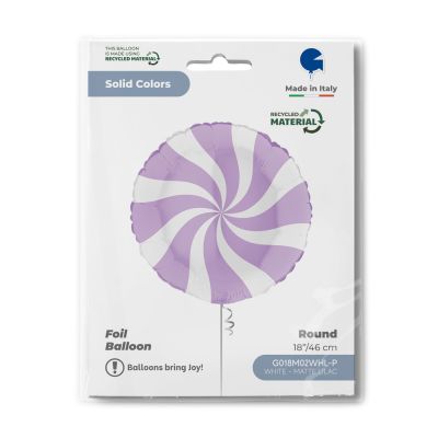 Grabo Foil 46cm (18") Candy Swirl White & Matte Lilac