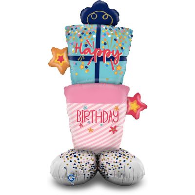 Grabo Standups Shape 119cm (47") Happy Birthday Gift Boxes - Air Fill Only