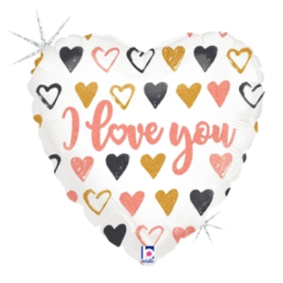 Betallic Foil Shape 91cm (36") Rose Gold Hearts I Love You