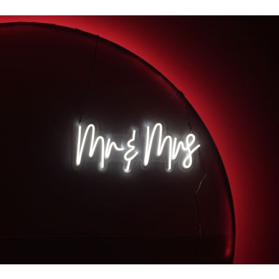 LED Sign Mr and Mrs (60cm x 24cm) White
