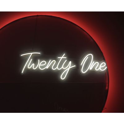LED Sign Twenty One Script (130cm x 43cm) White